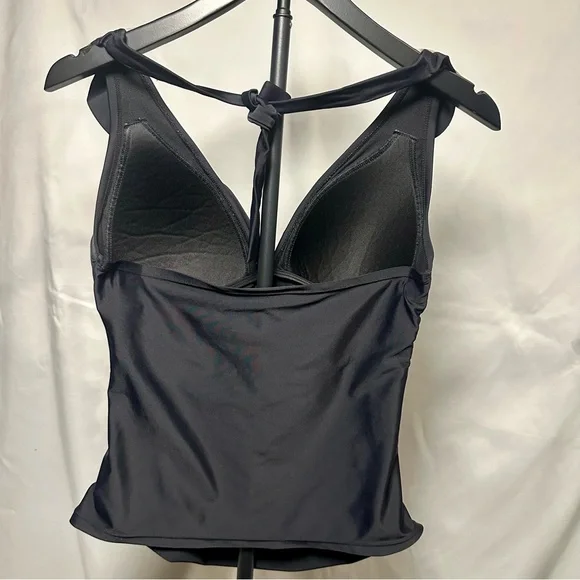 Ellen Tracy Charcoal Ruffle Swimsuit Top - Picture 3 of 3